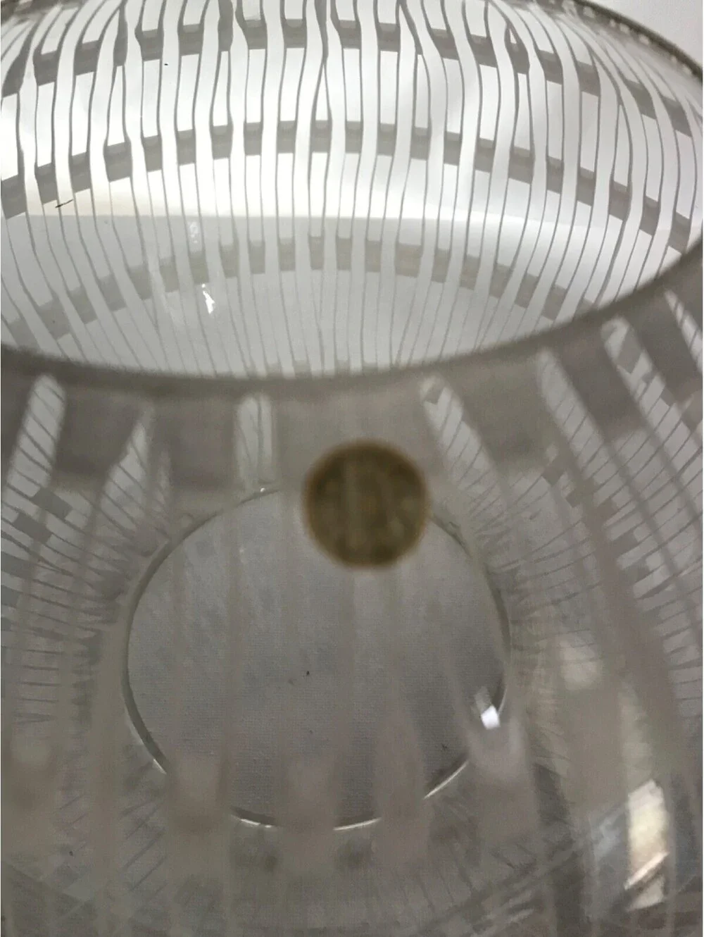 Vintag Clear Mid Century Bohemian Glass Globe Light Shade  White Patterned Decor